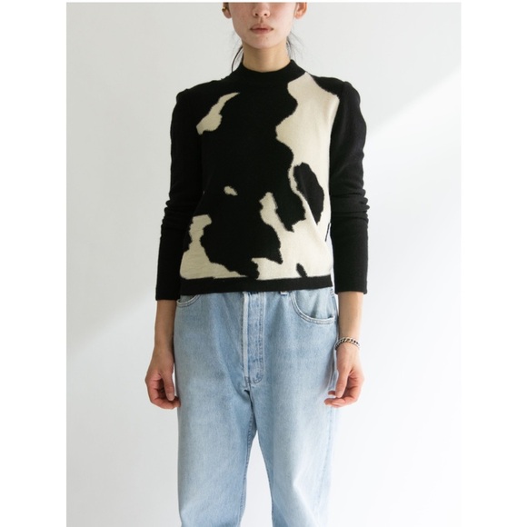 Sonia Rykiel Sweaters - SONIA RYKIEL WOOL ANGORA BLACK WHITE RETRO SWEATER MEDIUM /40